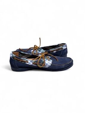 Jack Rogers Easton Navy Nubuck Plaid Boat Shoes Men’s 12 EUC
